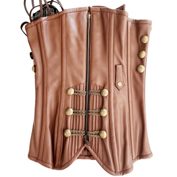 Faux Leather Corset NWT New Steampunk Costume Bolonigaro Trevor Size 25 BAGS1 - Picture 1 of 6